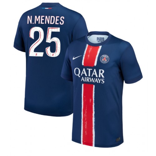 Fotballdrakt Herre Paris Saint-Germain Nuno Mendes #25 Hjemmedrakt 2024-25 Kortermet